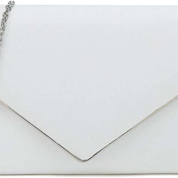 Faux Suede Clutch Bag Elegant Metal Binding Evening Purse for Wedding/Prom/Black - Picture 1 of 6